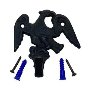 Federal Style Black Cast Iron Flying Eagle Towel Robe Hat Coat Keys‎ Hook JM172